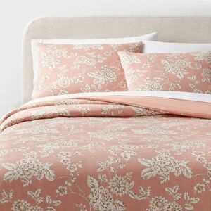 Threshold - Full/Queen Floral Print Duvet and Sham Set Light P Pink